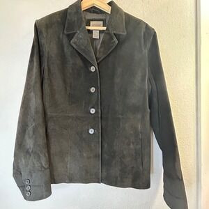 Uniform John Paul Richard Leather Blazer Charcoal Gray Suede Button Jacket‎ 12